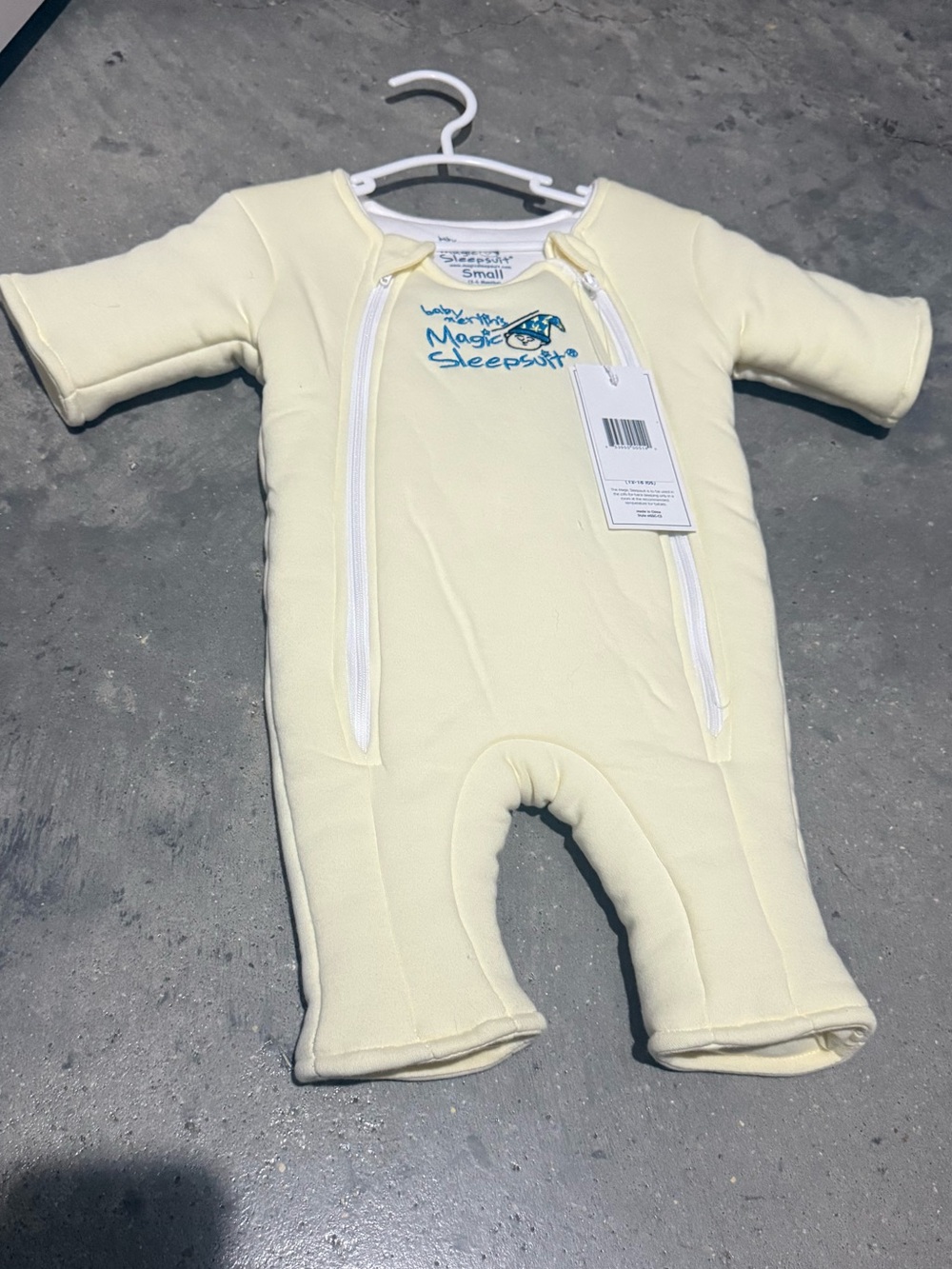 Soft Pale Yellow Baby One-Piece Sleepsuit with Double Zips
